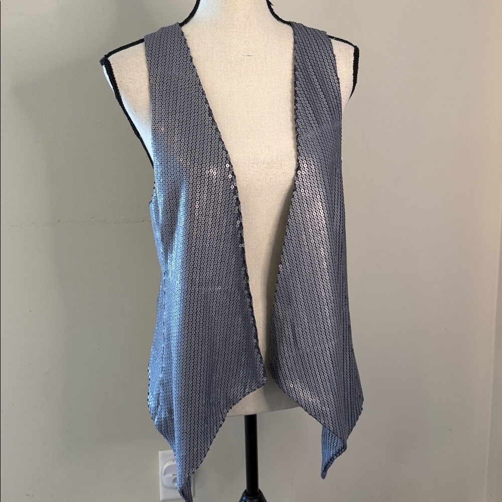 Castings Diva elegant sophisticated Gray sequined vest back waist strap SZ OS
